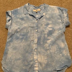Tie Dye Print Button Down Short Sleeve Shirt